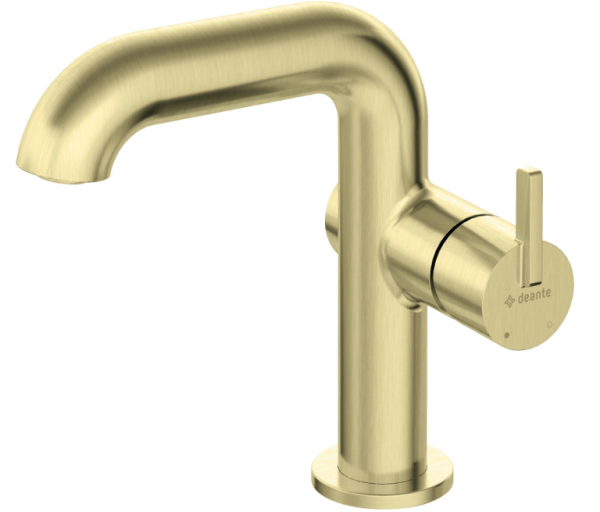 DEANTE - Bateria umywalkowa SILIA z prostokątną wylewką Złoto Szczotkowane BQS_R24M