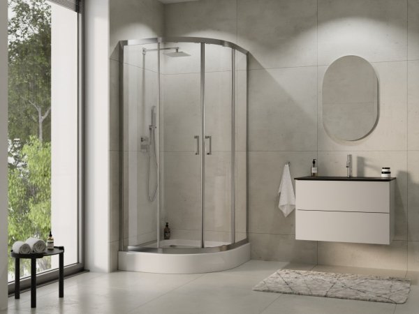 BESCO Kabina prysznicowa półokrągła Modern Chrom 80 x 190 szkło grafitowe MP-80-190-G