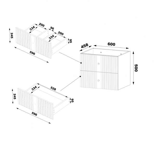 MEGSTYL Szafka pod Umywalkę z Blatem 4S 120cm Biały Mat Zestaw-6 XILO-0000-0132