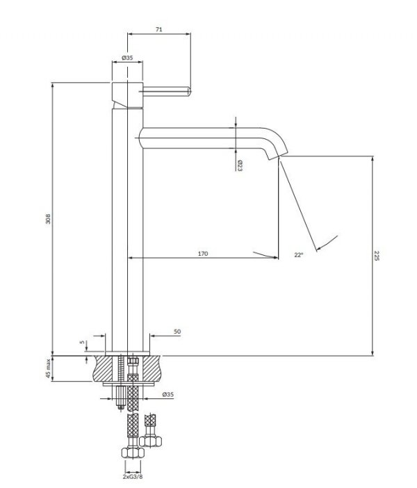 OMNIRES Bateria umywalkowa miedź Y1212CP