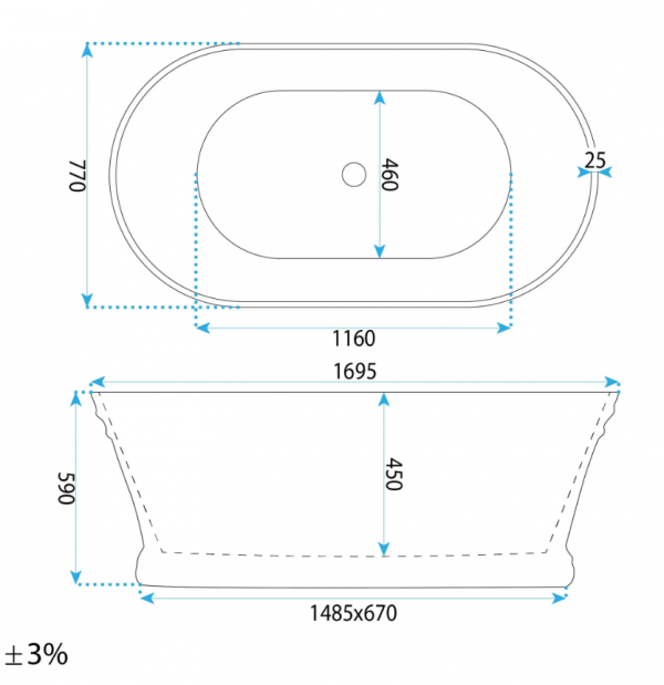 REA Wanna Akrylowa Wolnostojąca Olivia 170 