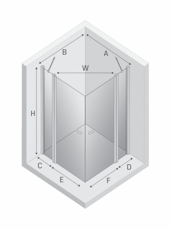 NEW TRENDY Kabina prysznicowa NEW SOLEO GOLD BRUSHED 2D prostokątna U 100x100x195 szkło czyste 6mm Active Shield 2.0 - z el. stałym K-4243