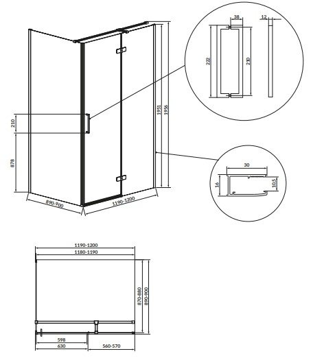 CERSANIT - Kabina prostokątna CITY by Cersanit 120x90x195 chrom szkło transparentne PRAWA  S584-088