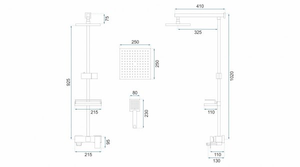 REA - Zestaw Prysznicowy VERSO Brush Gold / Złoty Szczotkowany