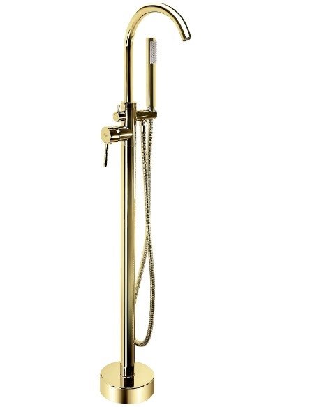 REA - Bateria wolnostojąca wannowa podłogowa LUNGO złota