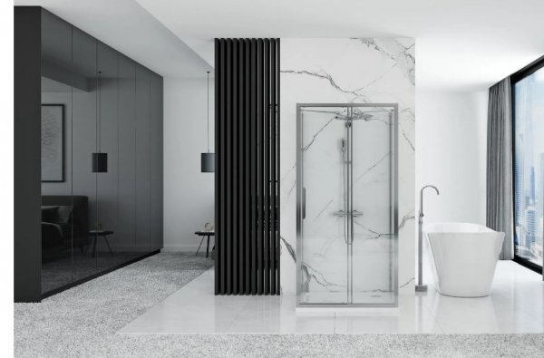 REA - Kabina Prysznicowa Przyścienna RAPID SLIDE Chrom  /drzwi 110 + ścianka 80 x2 + ramię x2/