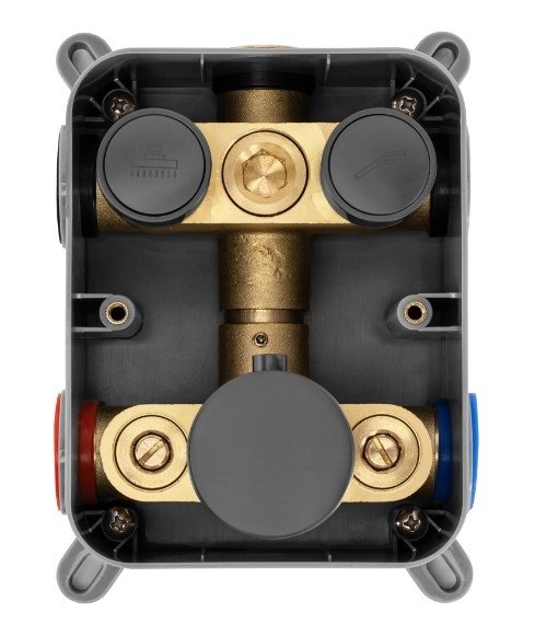 REA - Zestaw natryskowy podtynkowy z termostatem LUNGO Tytan + BOX