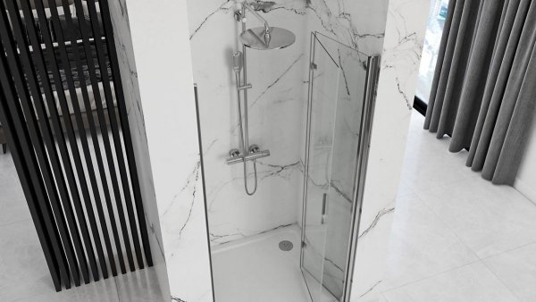 REA Drzwi prysznicowe wnękowe składane MOLIER CHROME + PROFIL 90cm