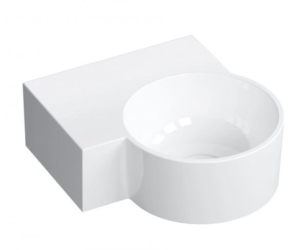 OMNIRES umywalka nablatowa/wisząca - lewa, 33 x 34 cm OVO M+ biały połysk OVO335UWLBP