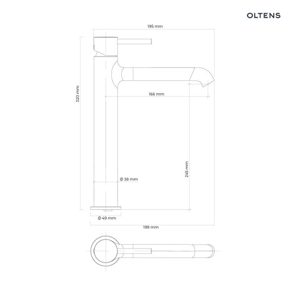 Oltens Molle Slim bateria umywalkowa stojąca wysoka złoto szczotkowane 32403810