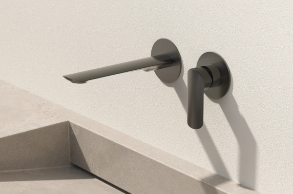 VEDO Bateria umywalkowa ścienna ALETTA GRAFITE z korkiem klik-klak VBA5012/C/SG