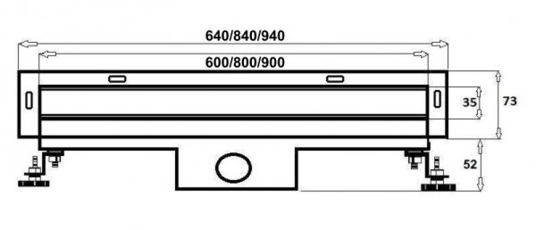 AQUALine - Odpływ liniowy ścienny czarny/black 2w1 pod płytkę Rozmiar 80cm S04BK800