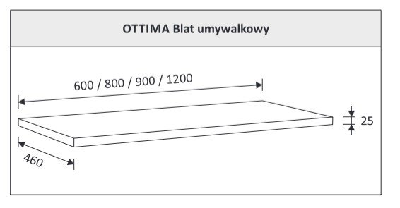 AQUAFORM - blat umywalkowy OTTIMA 60 pełny 60X2,5X46 Biały połysk  AQ.401-1706011