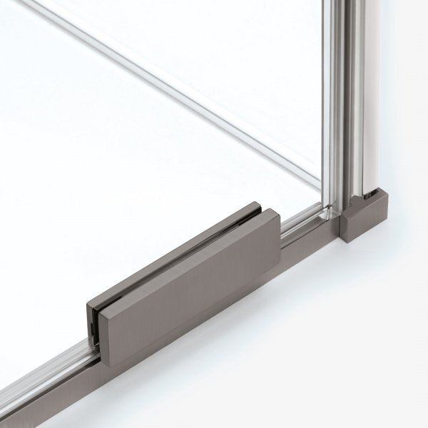 NEW TRENDY Drzwi wnękowe SMART GUNMETAL BRUSHED 1D U 180x200 szkło czyste 8mm Active Shield 2.0 - WIESZAK EXK-7832