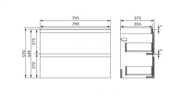 CERSANIT - Szafka podumywalkowa MODUO Slim 80 antracytowa  S590-089