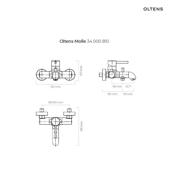Oltens Molle bateria wannowo-prysznicowa ścienna złoto szczotkowane 34000810