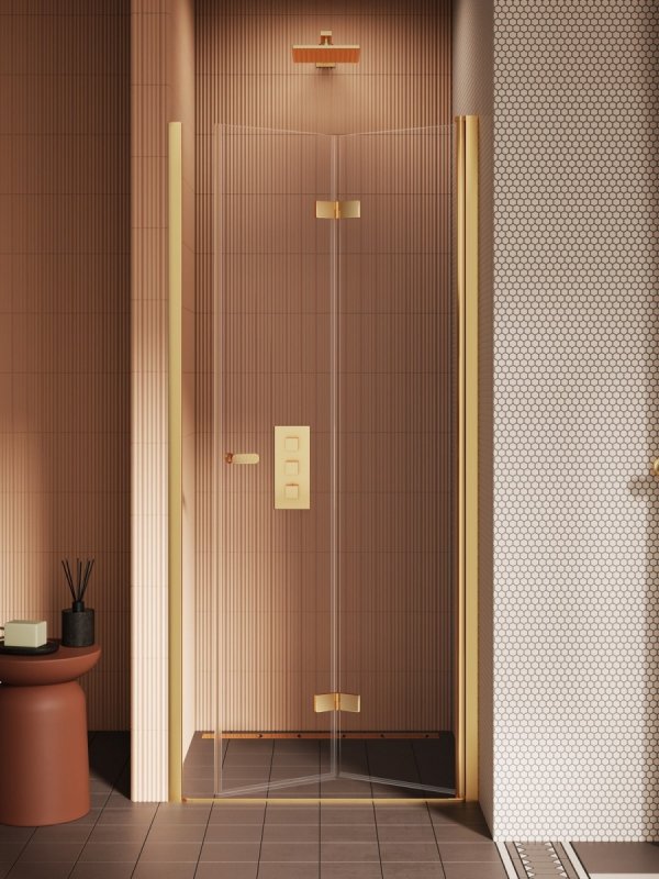NEW TRENDY Drzwi wnękowe New Soleo Gold Brushed, pojedyncze, składane 80x195 D-0751A/D-0752A