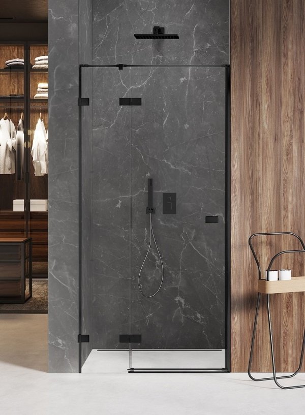 NEW TRENDY - Drzwi wnękowe prysznicowe AVEXA BLACK 130cm EXK-1556/57 