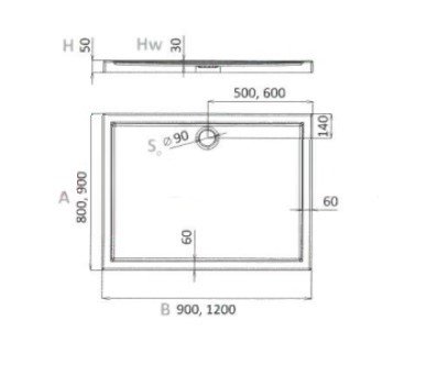 AQUAFORM - Brodzik prysznicowy prostokątny SLIM biały 80X100X5/3 FI90