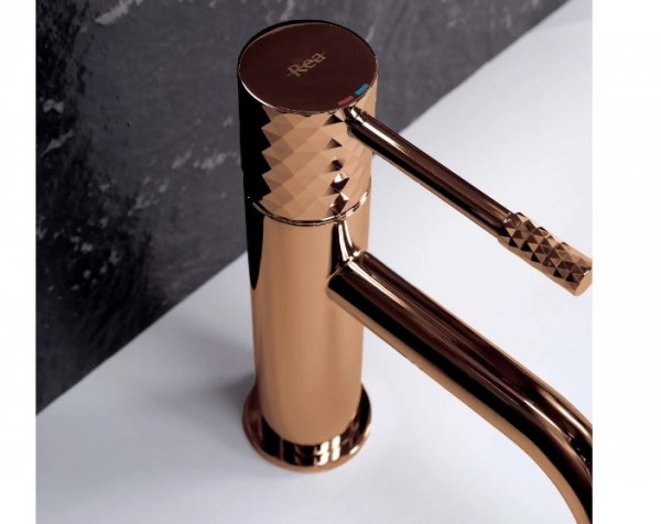 REA - Bateria Umywalkowa LUNGO Diamond Miedź Niska