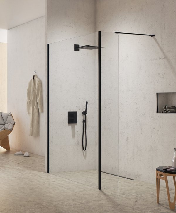 NEW TRENDY - Kabina ścianka walk-in NEW MODUS BLACK 140cm EXK-0070