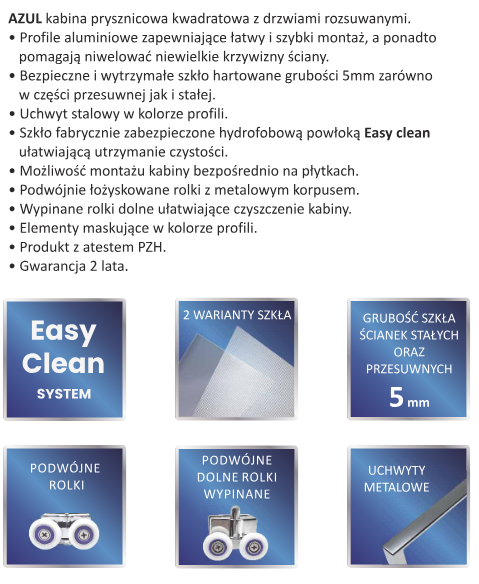 AQUAFORM Kabina prysznicowa AZUL kwadratowa 90x90x185 szkło mrożone 5mm profil czarny mat AQ.101-501116