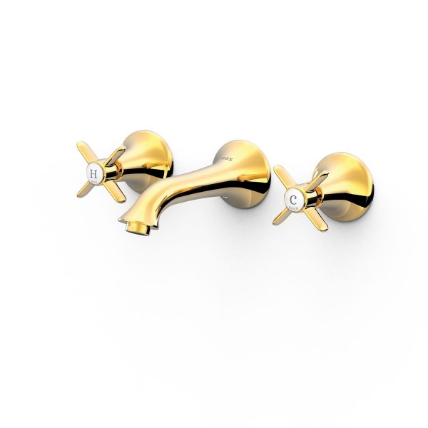 TRES CLASIC Bateria dwuuchwytowa podtynkowa umywalkowa- Złoto 24k 24215102OR
