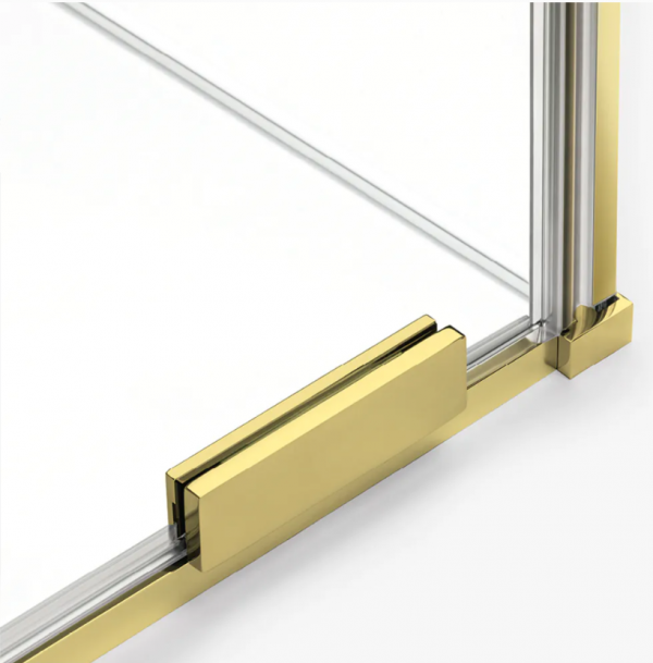 NEW TRENDY Kabina prysznicowa walk in 130x200 Smart Light Gold, przesuwna, wspornik skośny, reling EXK-6732-WU