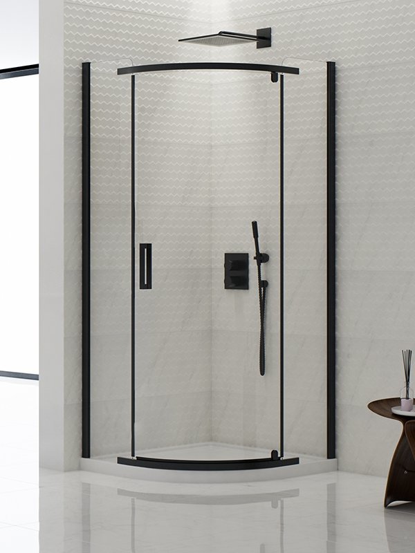 New Trendy - Kabina prysznicowa półokrągła NEW KOMFORT BLACK  80x80 K-0468