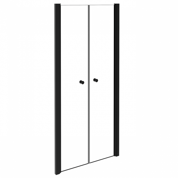 BESCO Drzwi wahadłowe prysznicowe Sinco Due Black 90x195 DSD-90-B