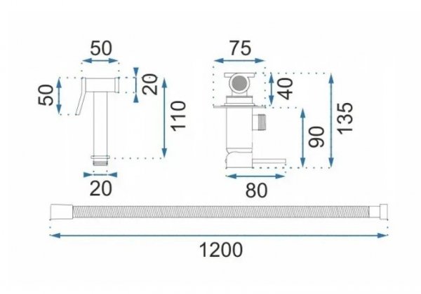 REA - Bateria Bidetowa LOOP Gold Brush/Złota Szczotkowana