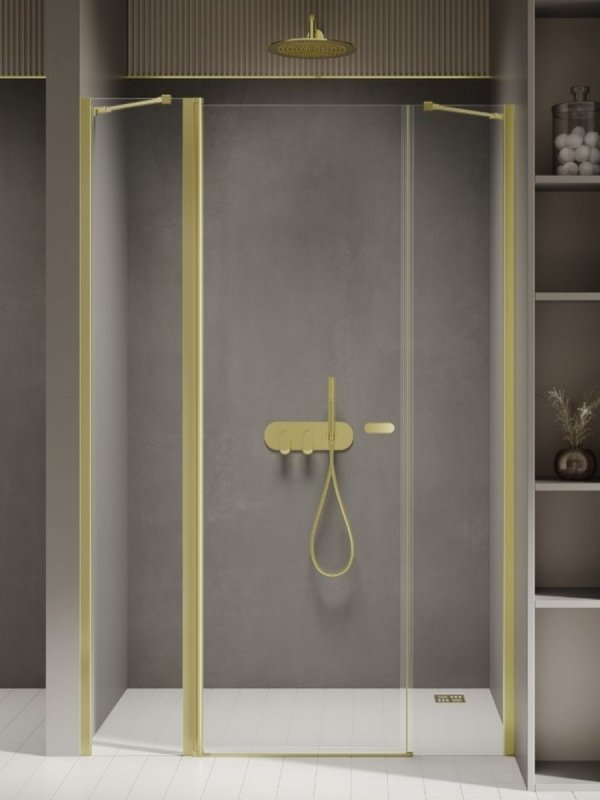 NEW TRENDY Drzwi wnękowe NEW SOLEO LIGHT GOLD PLUS 1D U 130x195 czyste 6mm Active Shield 2.0 D-0959A