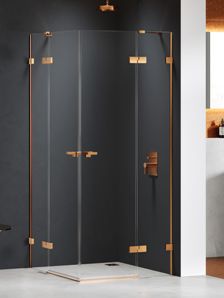 NEW TRENDY Kabina prysznicowa EVENTA COPPER BRUSHED 2D prostokątna 80x110x200 szkło czyste 8mm Active Shield 2.0 EXK-8071