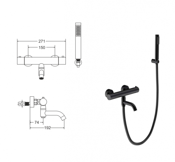 BESCO Bateria wannowa Veo termostatyczna chrom BW-VST-CH