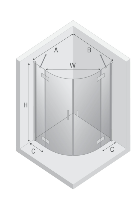 NEW TRENDY Kabina NESTA chrom 2D półokrągła  90x90x200 czyste 6mm Active Shield 2.0 K-3682