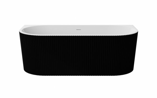 BESCO Wanna wolnostojąca przyścienna Leya B&amp;W 150x75 + maskownica odpływu czarna #WASB-150LCZ