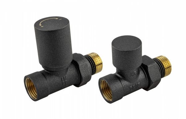 ARMATURA KRAKÓW KFA zestaw grzejnikowy, prosty Komfort PRO, GRAFITOWY 758-030-61-BL