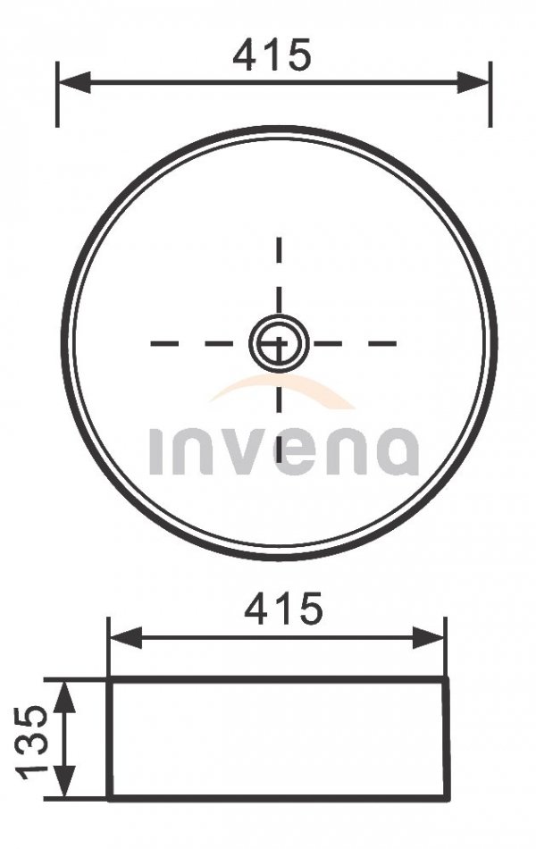 INVENA UMYWALKA NABLATOWA KOS INVENA TREND 42 CM, OKRĄGŁA CZARNO ZŁOTA CE-38-017-C