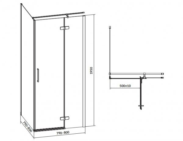 CERSANIT - Kabina kwadratowa narożna CITY by Cersanit 80x80x195 CHROM szkło transparentne PRAWA  S584-105