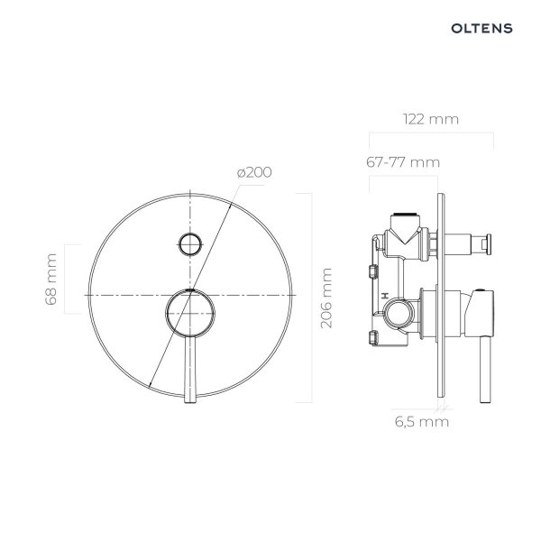 Oltens  Zestaw Molle bateria podtynkowa z deszczownicą 30 cm Vindel i kompletem prysznicowym Ume grafit 36600400