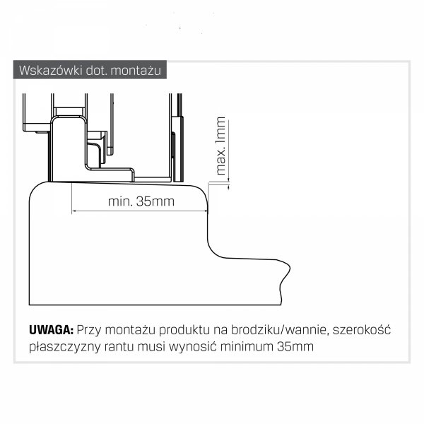 NEW TRENDY Kabina prysznicowa SMART BLACK 1D kwadratowa U 110x110x200 szkło czyste 8mm Active Shield 2.0 - UCHWYT RELING EXK-6647