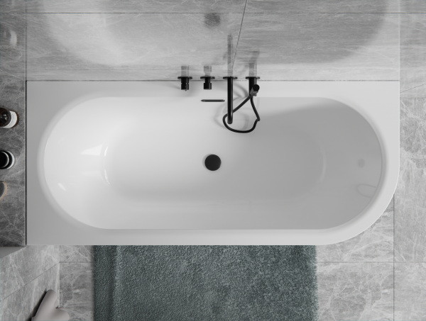 BESCO Wanna wolnostojąca Avita A-line 160 P + syfon klik-klak gun metal z przelewem slim #WAA-160APGS