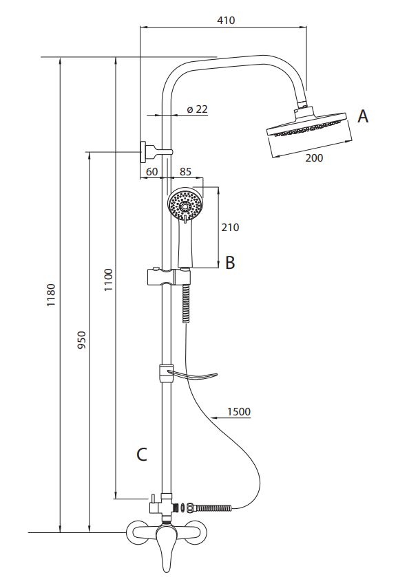 DEANTE Deszczownia z baterią zestaw prysznicowy Joko round NBJ_01RK