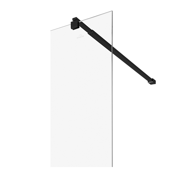 INVENA - Kabina WALK-IN 120 X 200 cm szkło transparentne 8mm z powłoką shiny glass czarne profile  AK-32-124-O