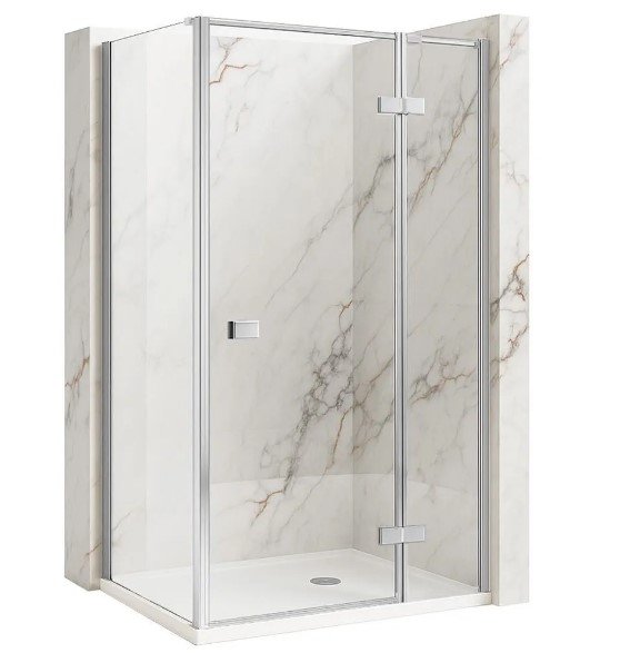 REA - Kabina Prysznicowa narożna przyścienna ATLAS 100x90 Chrom / drzwi PRAWE 100 + ścianka 90
