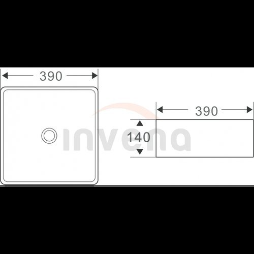 INVENA UMYWALKA NABLATOWA MALAGA INVENA TREND 39 CM, KWADRATOWA CZARNO ZŁOTA CE-39-017-C