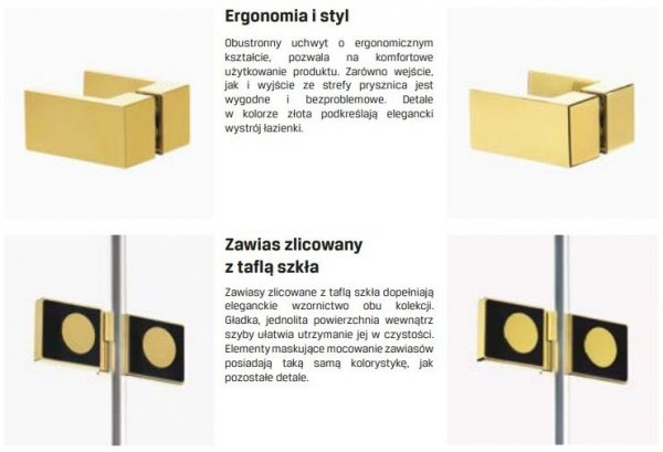 NEW TRENDY Kabina przyścienna AVEXA GOLD SHINE 100x90x200 EXK-2138 POLSKA PRODUKCJA
