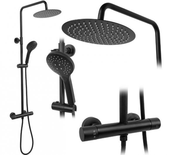 REA - zestaw natryskowy z termostatem VINCENT Czarny/Black