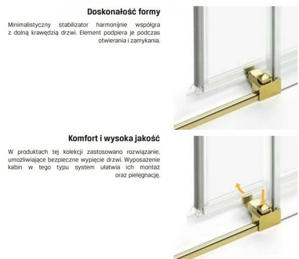 NEW TRENDY Drzwi prysznicowe wnękowe przesuwne podwójne PRIME LIGHT GOLD 160x200 D-0445A