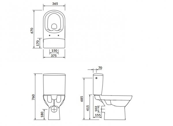 CERSANIT - Zestaw 601 - WC Kompakt CITY NEW CleonOn 010 z deską duroplastową, wolnoopadającą z funkcją łatwego wypinania  K35-035